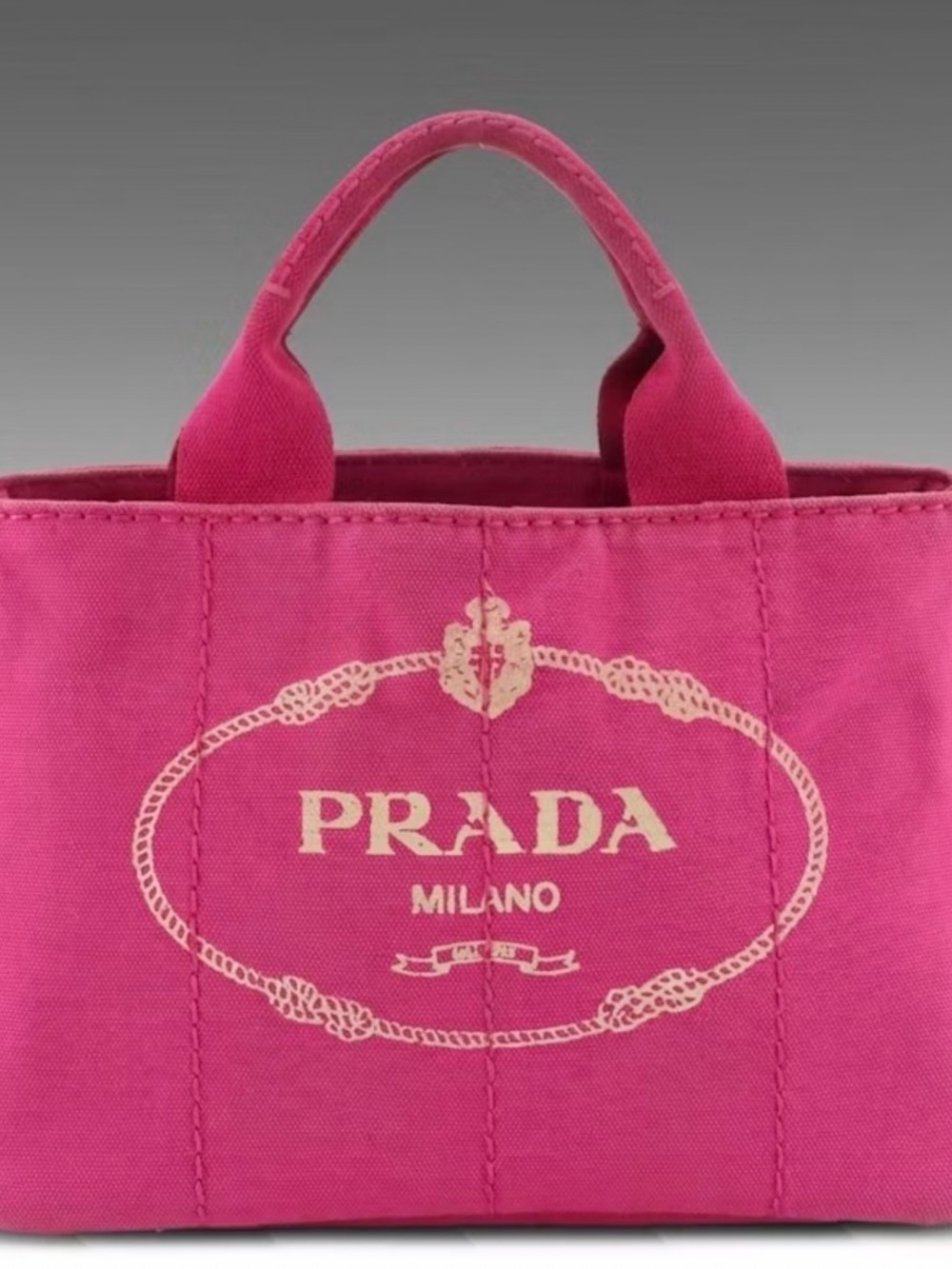 Authentic Prada Milano Pink Canvas Tote Bag